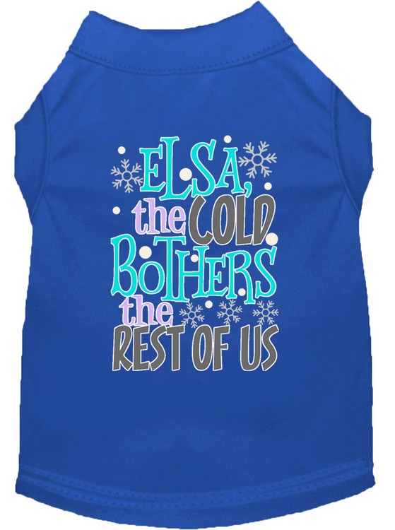 Elsa, the Cold Screen Print Dog Shirt Blue XS